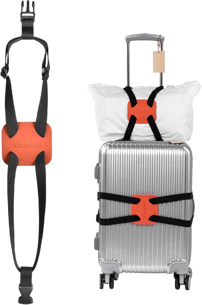 RUMILLA Luggage Straps ， Luggage add a Bag Strap，Travel Must Haves High Elastic Suitcase Adjustable Belt Bag Bungees with Buckles (Orange) - Image 1